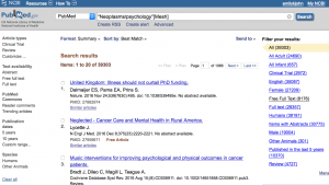 neoplasms/psychology PubMed Search